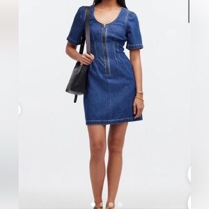 Madewell Blue V-Neck Sheath Mini Dress